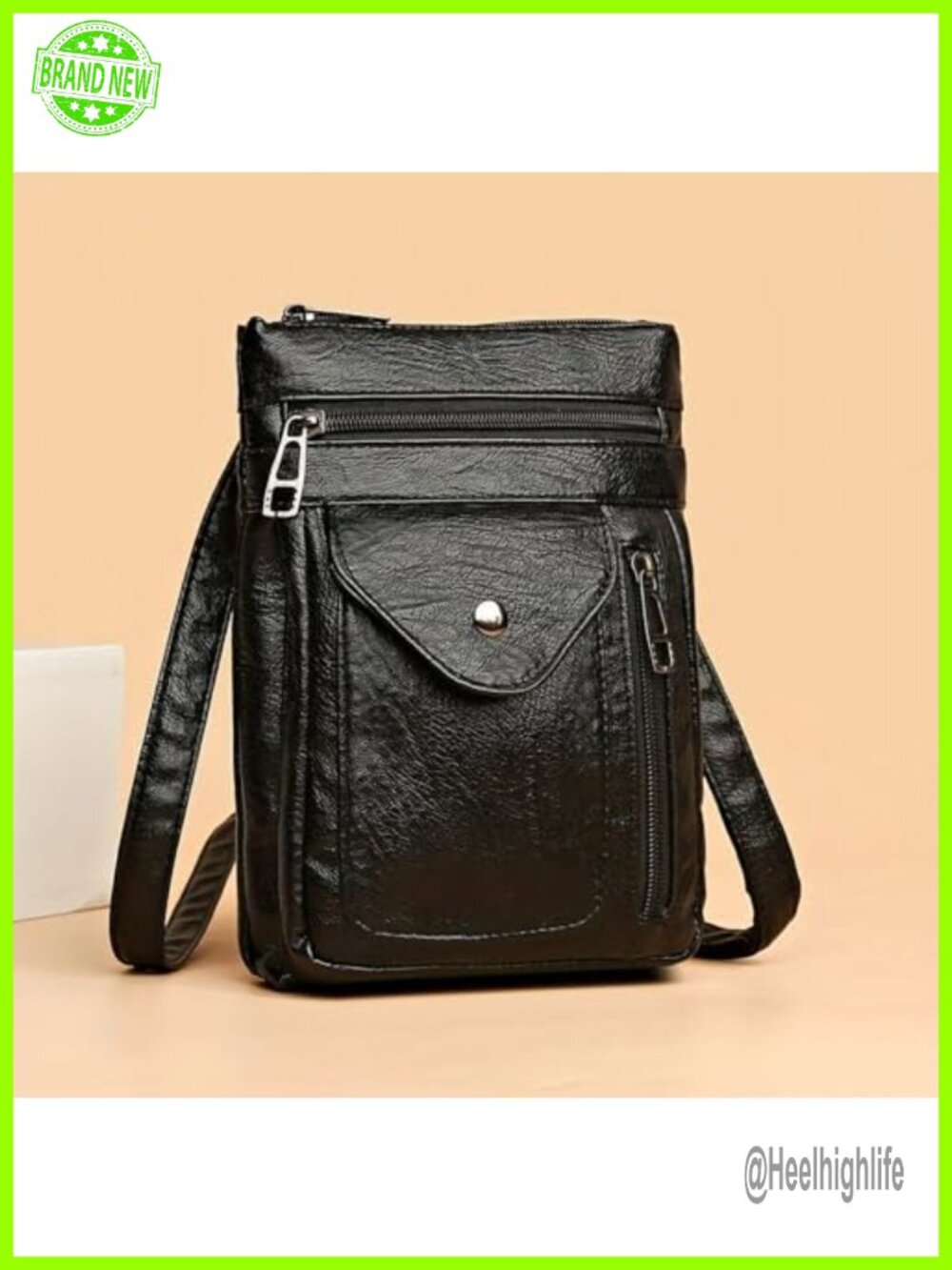 Soft PU Leather Crossbody Bag Vintage Mini Cell Phone Bag